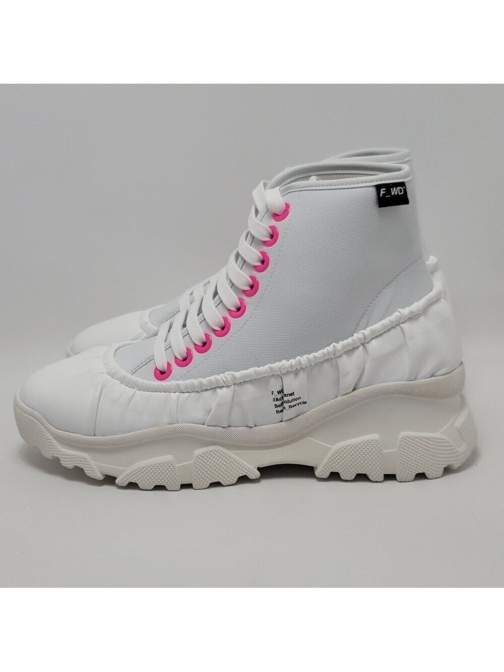 F_WD XP3 Xplore White Pink Leather Trainers Lace Up High Top Sneakers Size 39